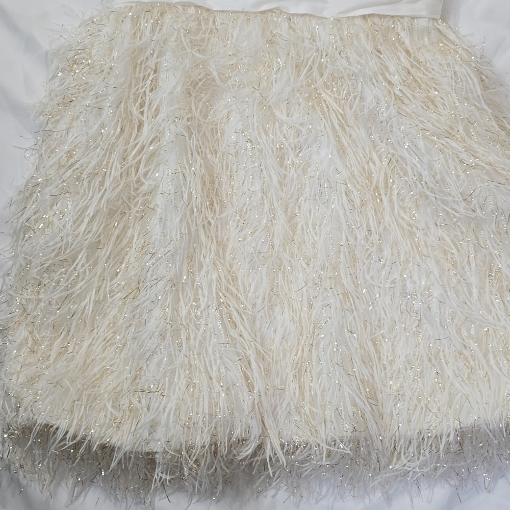 Jaygodfrey Elegant Rami Faux Feather Trimmed Strapless  Mini Dress Size 4. - Picture 6 of 14